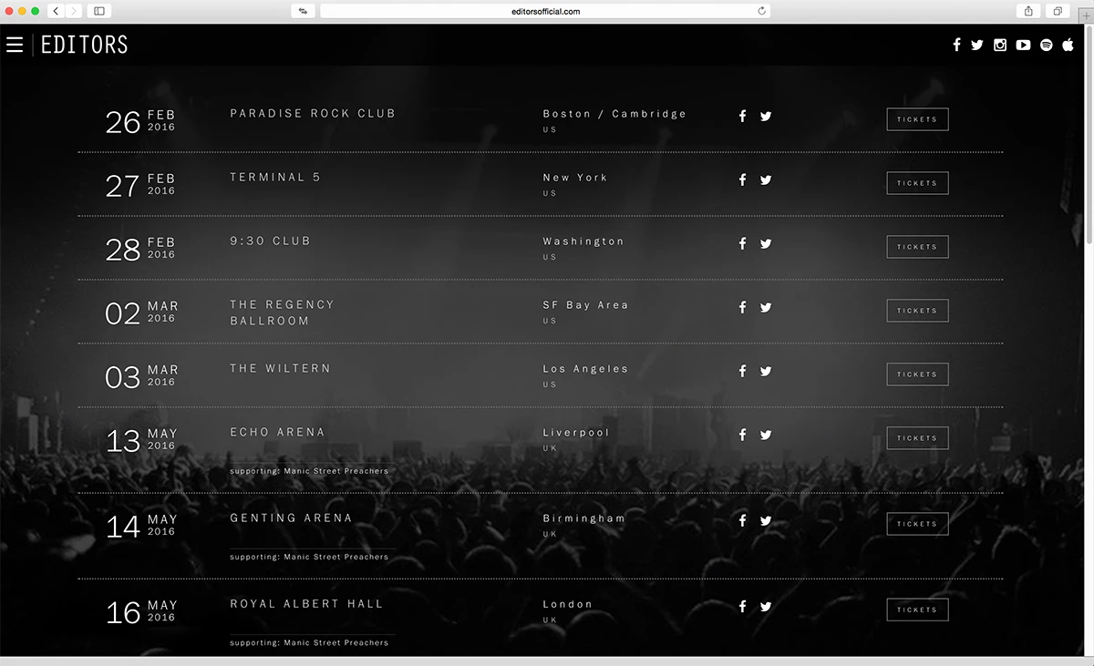 Editors Songkick integration image 2